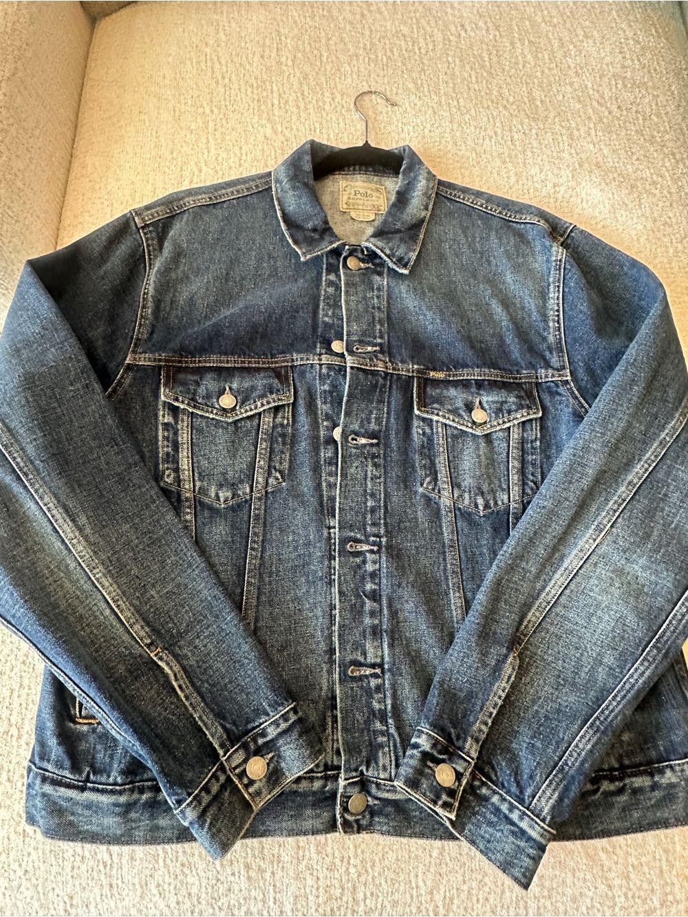 Vintage Ralph Lauren Dark Blue Denim Jacket - Men's Lightweight Jean Jacket